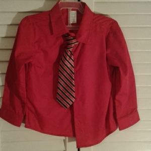 Boys long sleeve button up dress shirt with tie